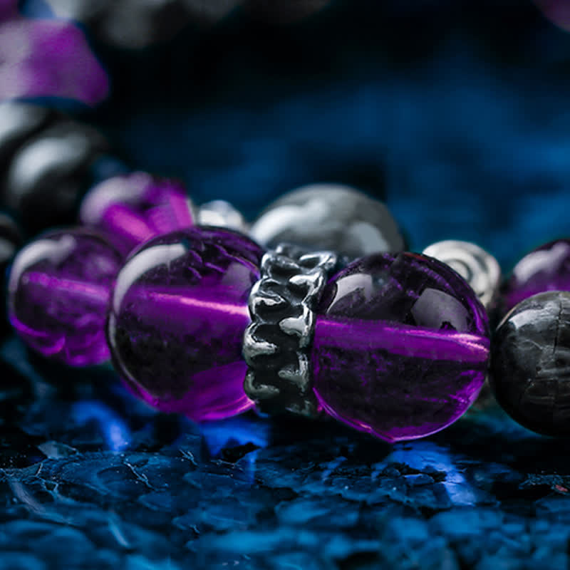 Bracelet en perles d'améthyste naturelle pour homme Olivenorma 