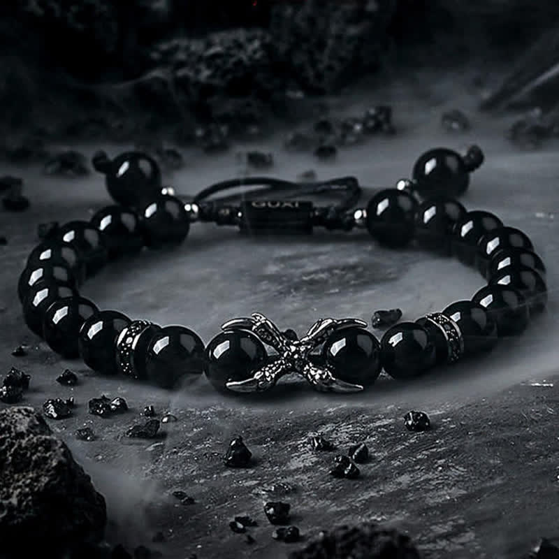 Bracelet de perles pour homme en obsidienne naturelle et jaspe gris Olivenorma - image 4