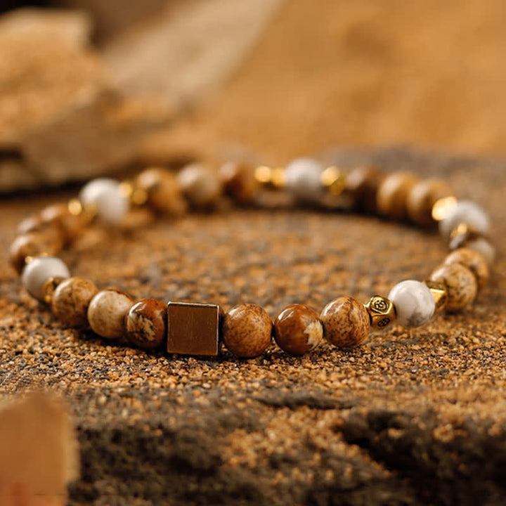 Bracelet homme en perles de pierre naturelle Olivenorma 6 mm 