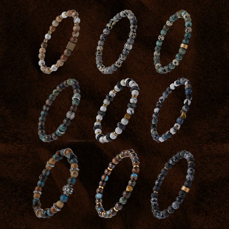Bracelet homme en perles de pierre naturelle Olivenorma 6 mm 
