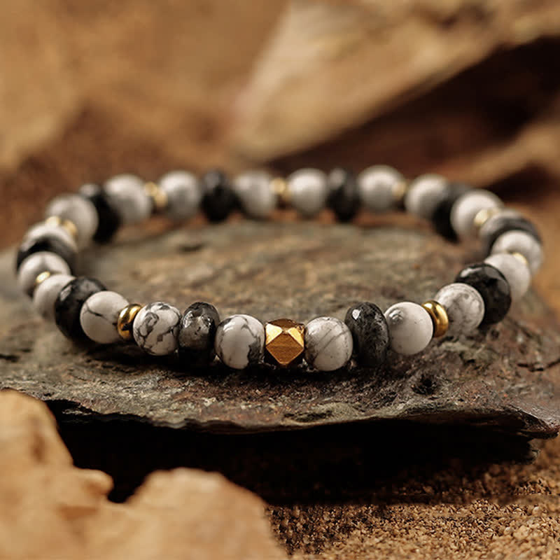 Bracelet homme en perles de pierre naturelle Olivenorma 6 mm 