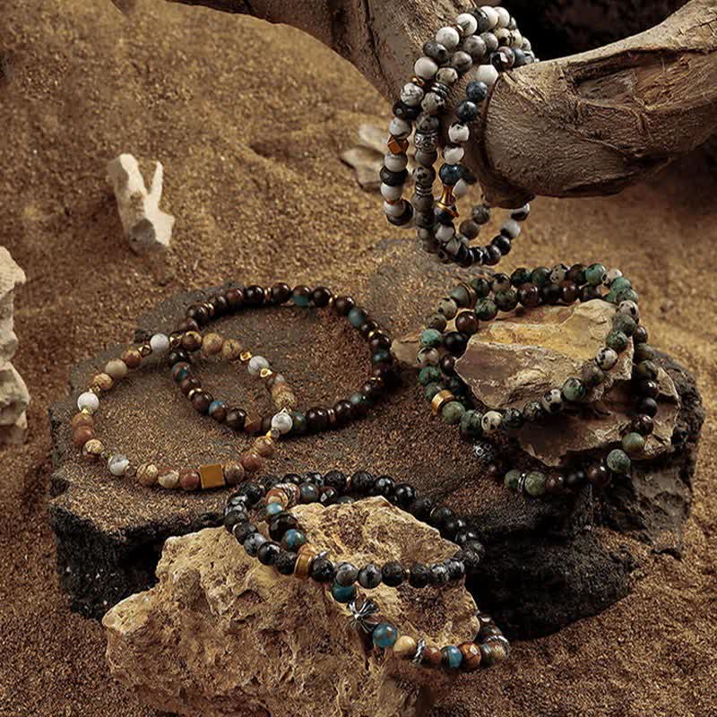Bracelet homme en perles de pierre naturelle Olivenorma 6 mm 