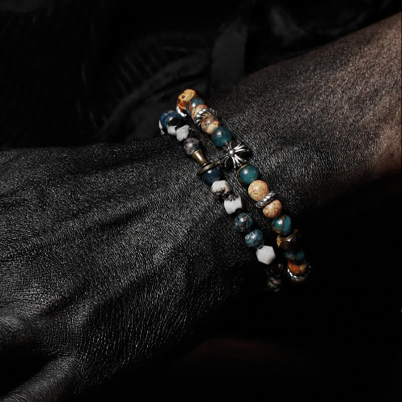 Bracelet homme en perles de pierre naturelle Olivenorma 6 mm 