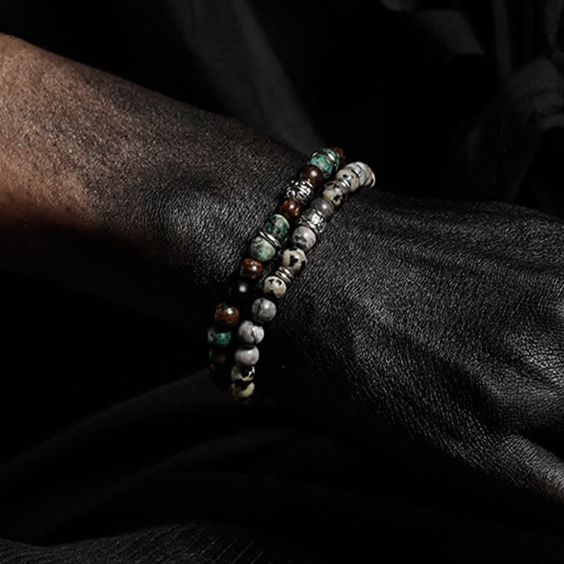 Bracelet homme en perles de pierre naturelle Olivenorma 6 mm 