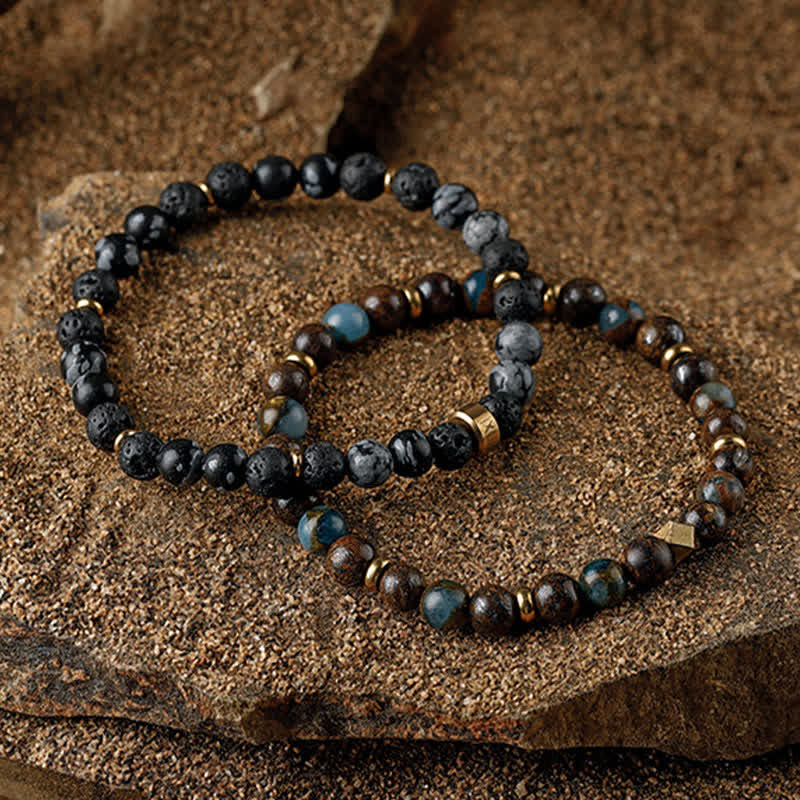 Bracelet homme en perles de pierre naturelle Olivenorma 6 mm 