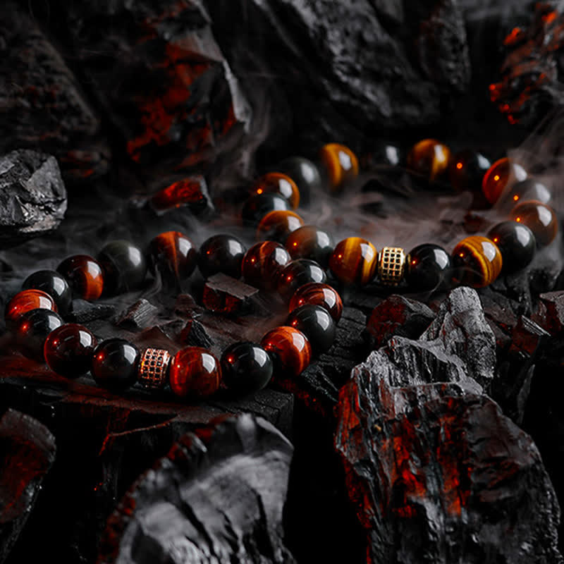 Bracelet en perles d'oeil de tigre naturel Olivenorma 12 mm pour homme 