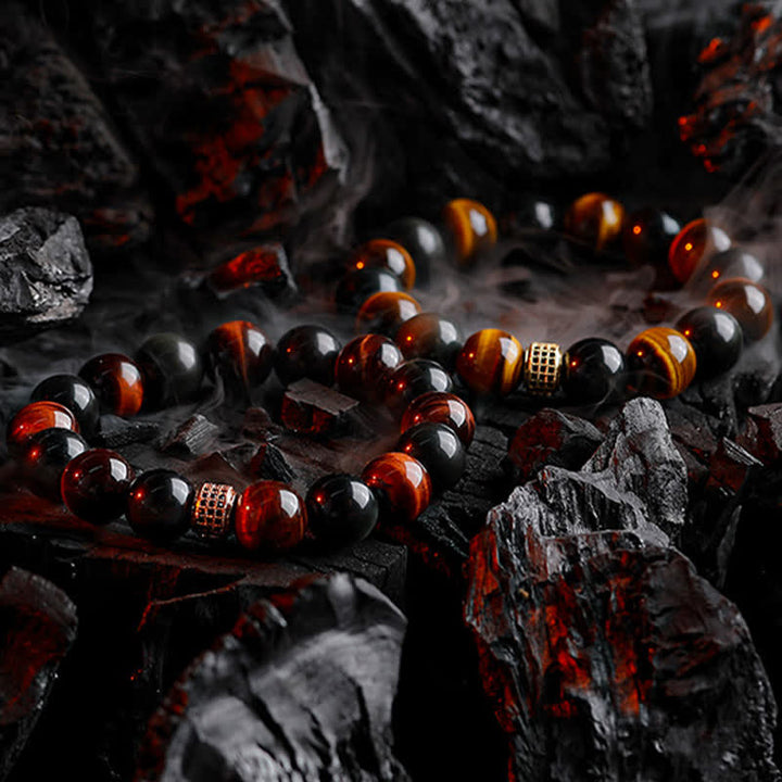 Bracelet en perles d'oeil de tigre naturel Olivenorma 12 mm pour homme 