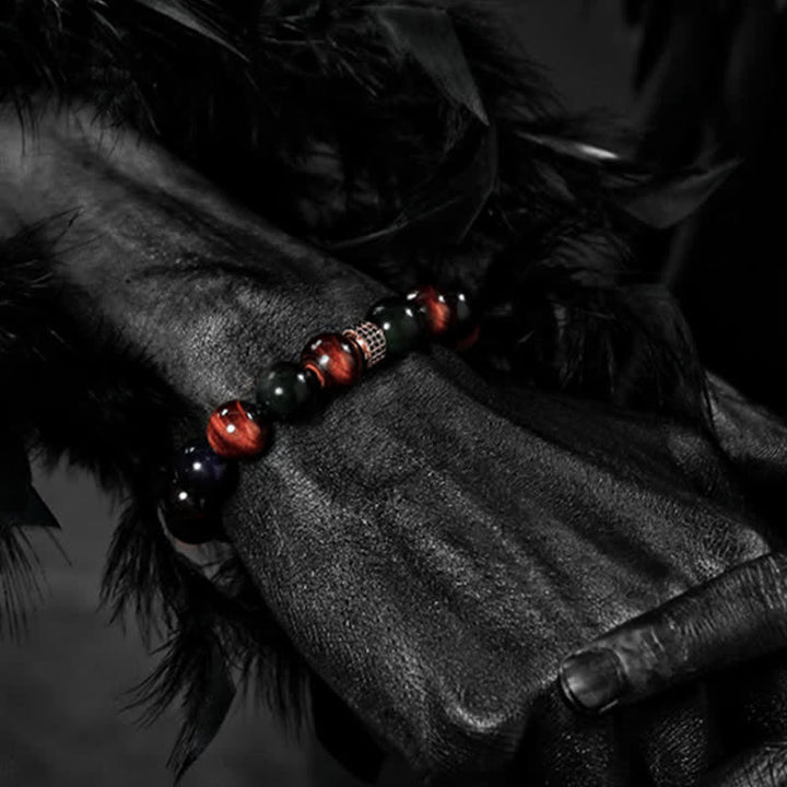 Bracelet en perles d'oeil de tigre naturel Olivenorma 12 mm pour homme 
