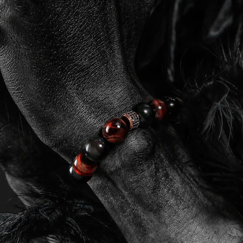 Bracelet en perles d'oeil de tigre naturel Olivenorma 12 mm pour homme 