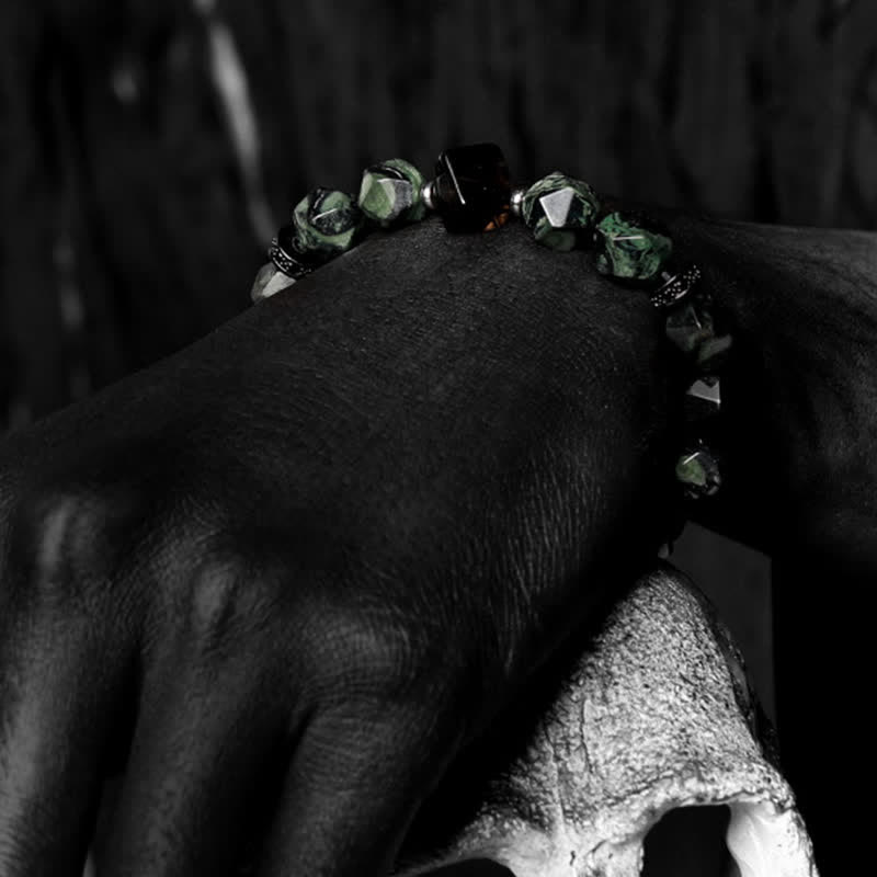 Bracelet de perles pour homme en sodalite naturelle et turquoise africaine Olivenorma - image 7