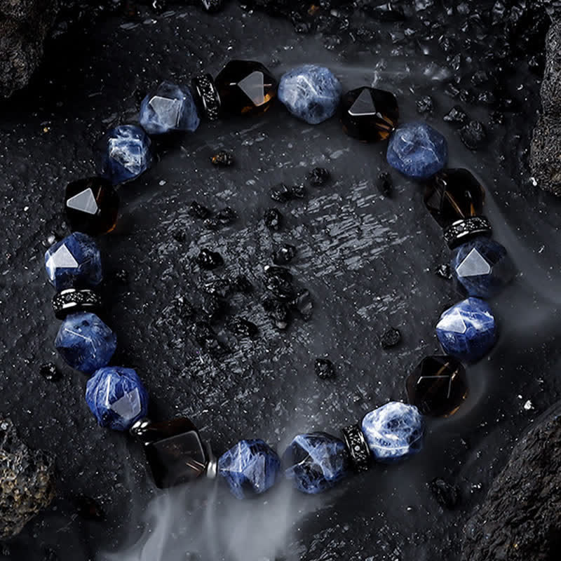 Bracelet de perles pour homme en sodalite naturelle et turquoise africaine Olivenorma - image 1