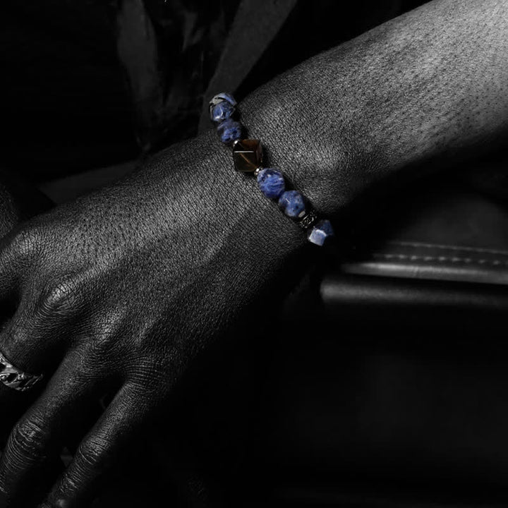 Bracelet de perles pour homme en sodalite naturelle et turquoise africaine Olivenorma - image 3