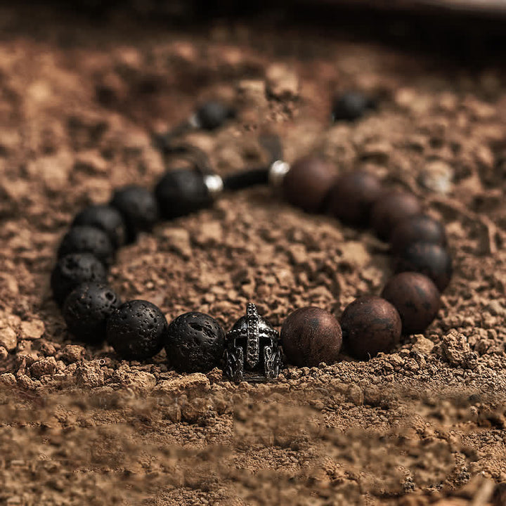 Bracelet en perles de pierre de lave naturelle Olivenorma pour homme - Pierre de lave et jaspe pictural - 17cm-18cm - image 7
