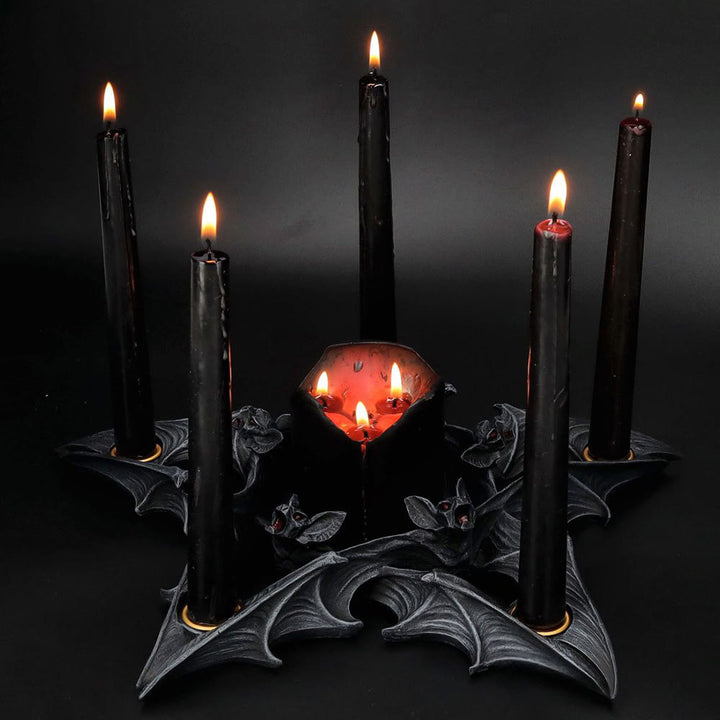 Bougeoir en forme de chauve-souris pentagonale effrayante Olivenorma