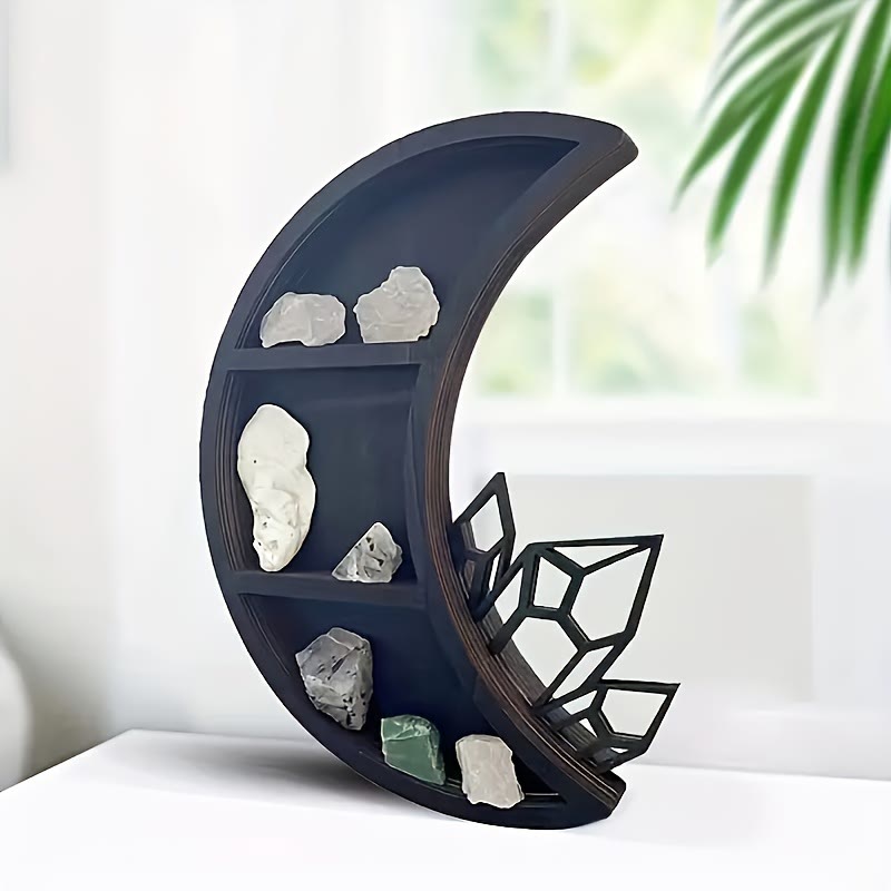 Étagère de rangement en bois en forme de lune Olivenorma Étagère en cristal