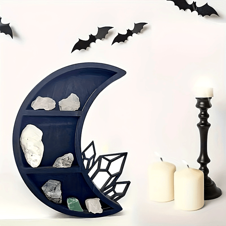 Étagère de rangement en bois en forme de lune Olivenorma Étagère en cristal