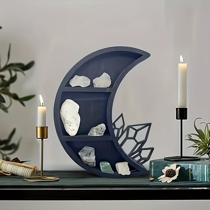 Étagère de rangement en bois en forme de lune Olivenorma Étagère en cristal