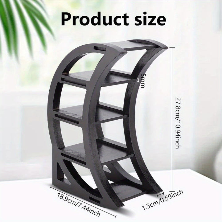 Étagère en cristal pour le stockage des huiles essentielles et des pierres précieuses en forme de croissant en bois Olivenorma