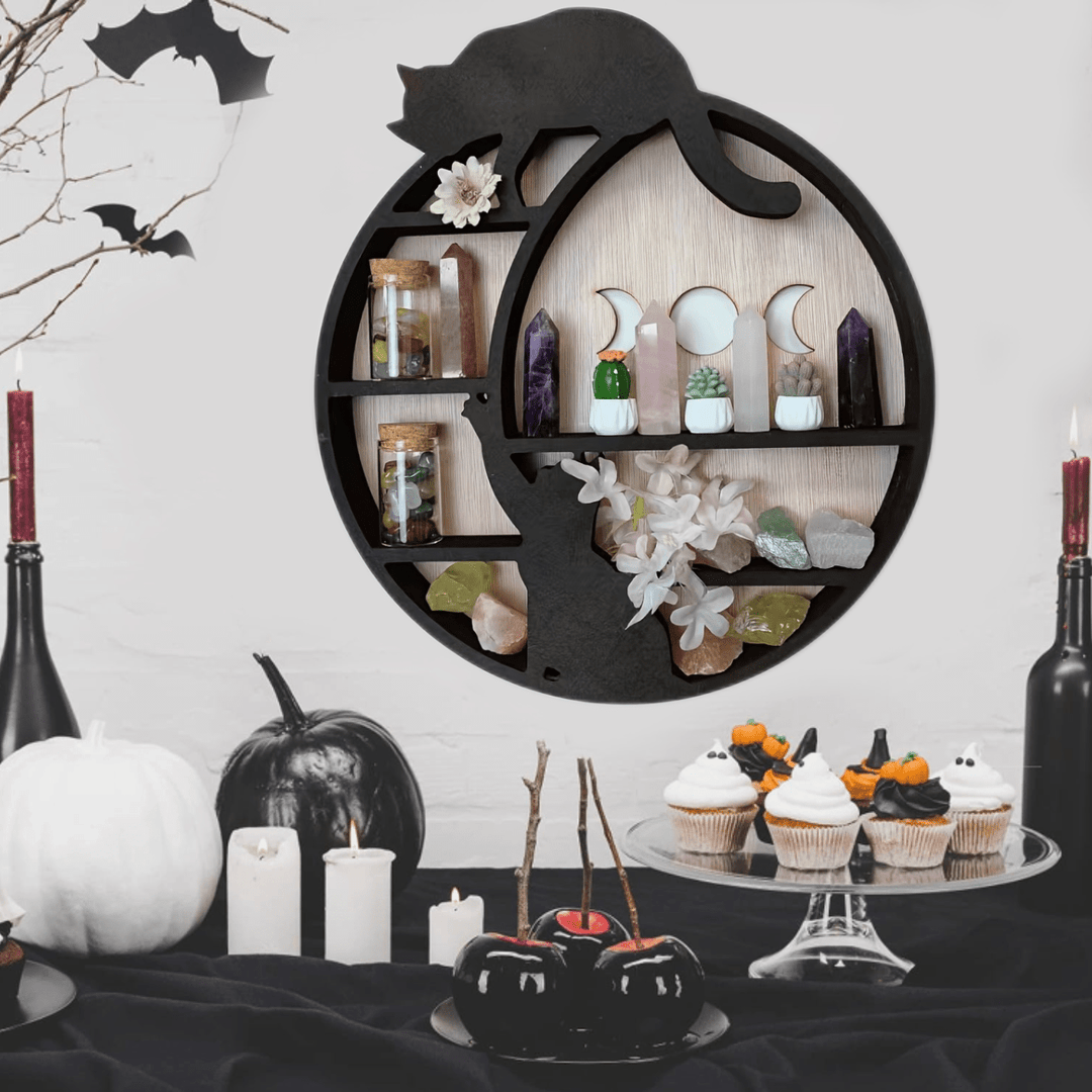 Étagère en bois et cristal Olivenorma Boho Chat sur la Lune