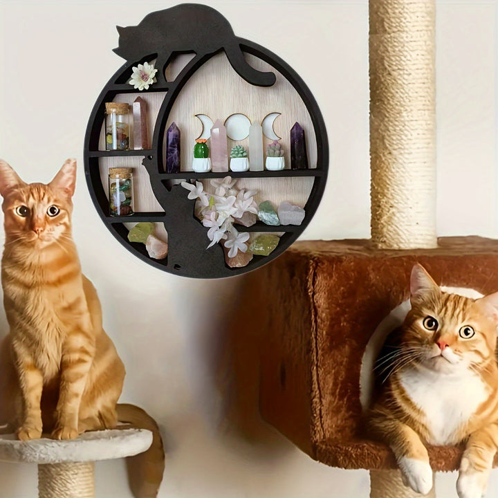Étagère en bois et cristal Olivenorma Boho Chat sur la Lune