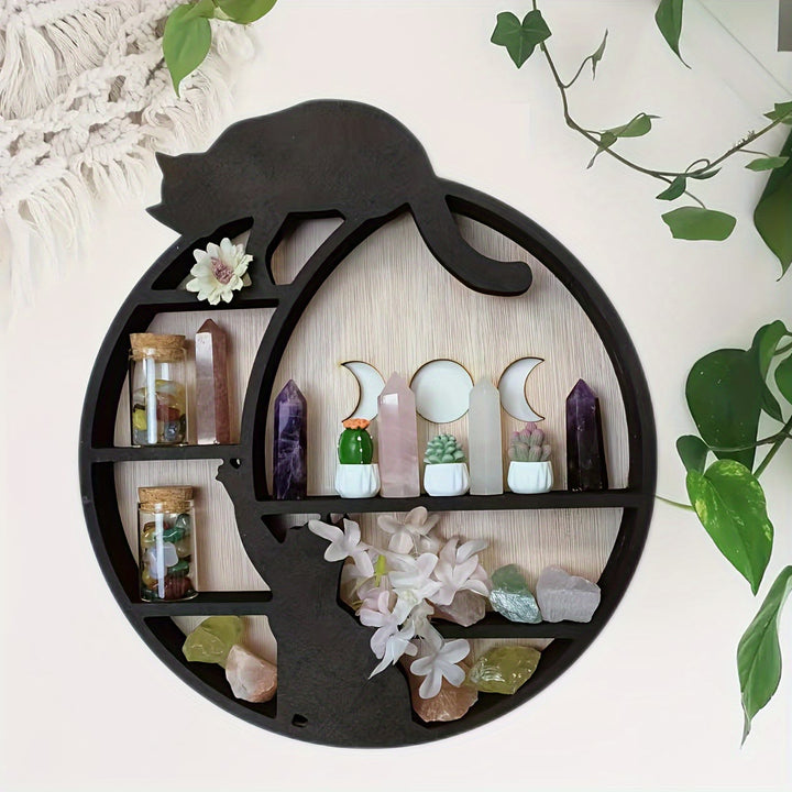 Étagère en bois et cristal Olivenorma Boho Chat sur la Lune