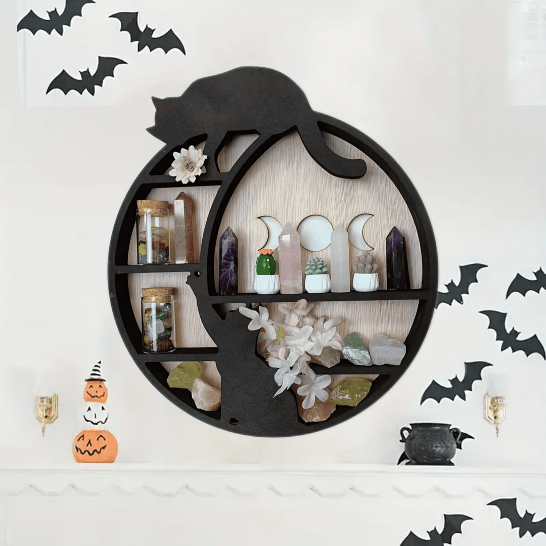 Étagère en bois et cristal Olivenorma Boho Chat sur la Lune