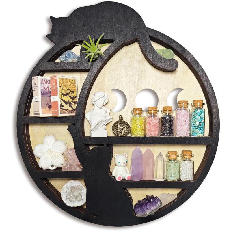 Étagère en bois et cristal Olivenorma Boho Chat sur la Lune