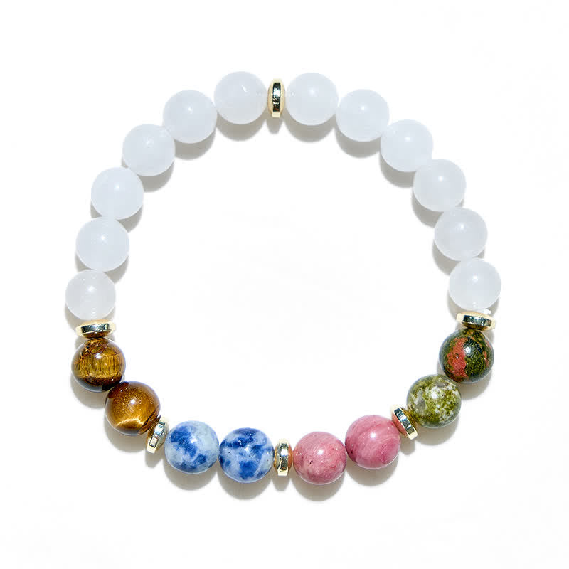 Bracelet pour femme en perles de cristal transparent naturel Olivenorma 