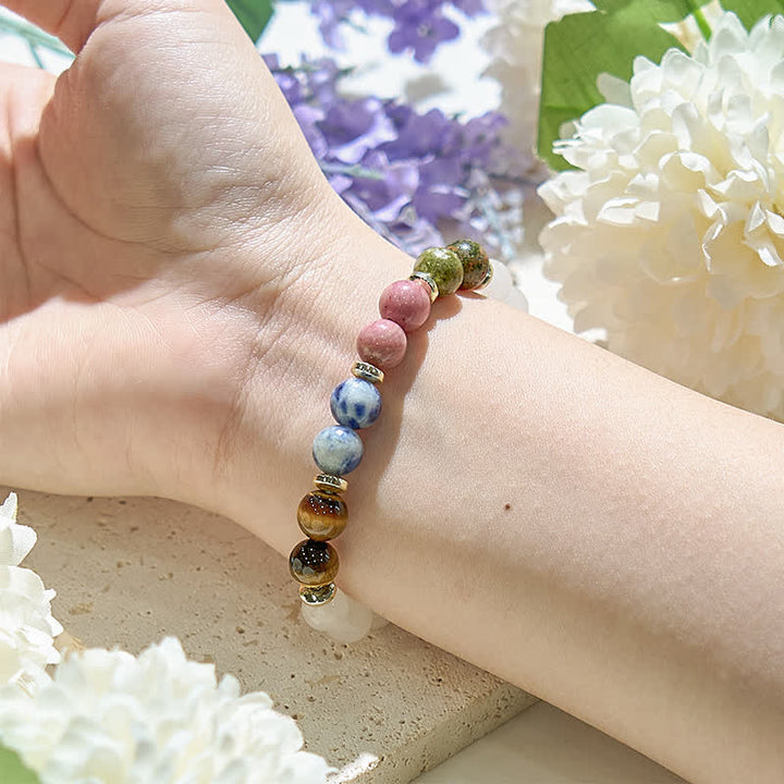 Bracelet pour femme en perles de cristal transparent naturel Olivenorma 
