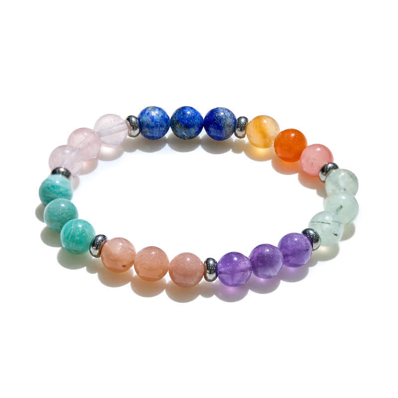 Bracelet Olivenorma pour femme avec diverses perles en cristal naturel de 8 mm 