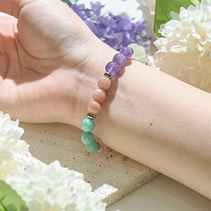 Bracelet Olivenorma pour femme avec diverses perles en cristal naturel de 8 mm 