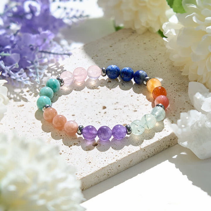 Bracelet Olivenorma pour femme avec diverses perles en cristal naturel de 8 mm 