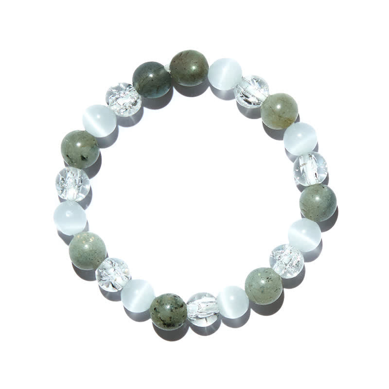 Bracelet Olivenorma en perles de labradorite œil de chat de 8 mm 