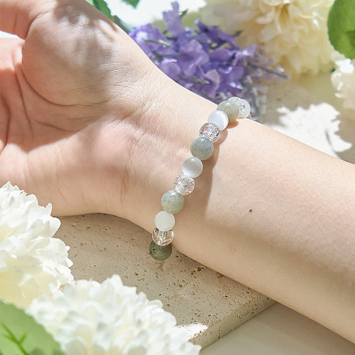 Bracelet Olivenorma en perles de labradorite œil de chat de 8 mm 