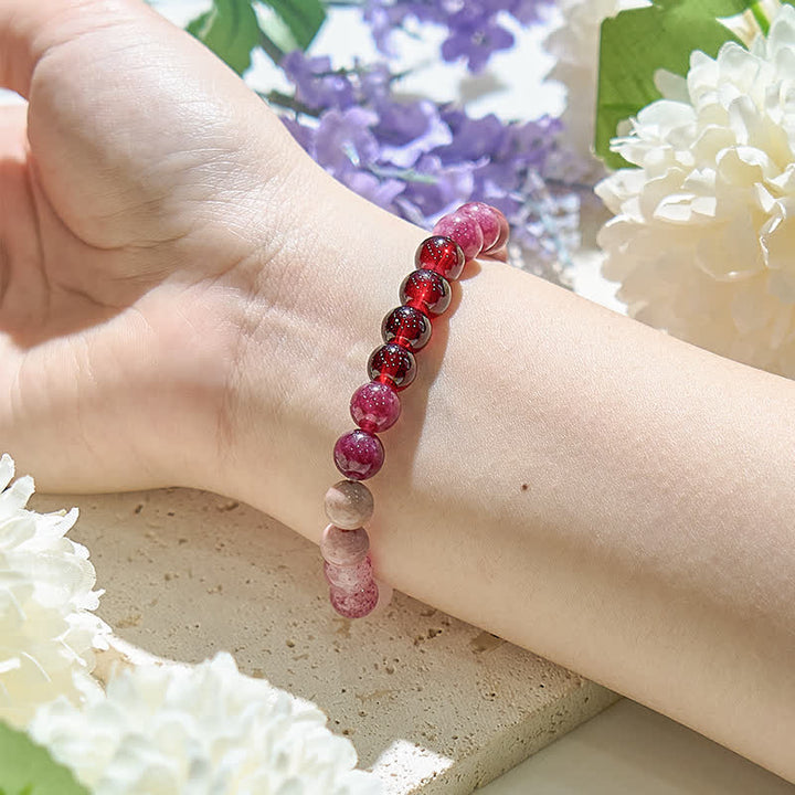 Bracelet Olivenorma en perles de cristal rose naturel de 8 mm pour femme 