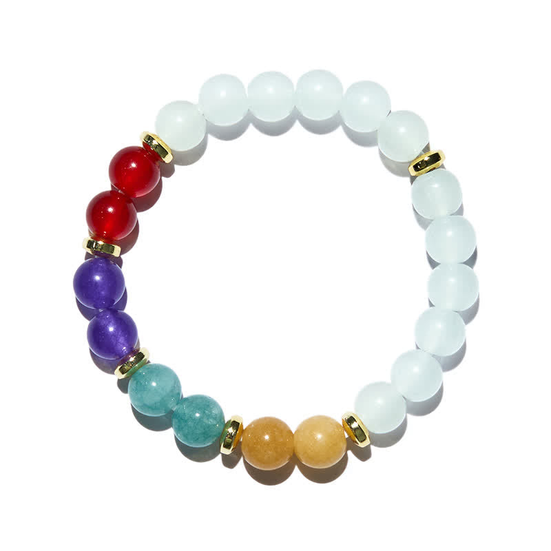 Bracelet en perles de cristal transparent améthyste aigue-marine naturelle Olivenorma 
