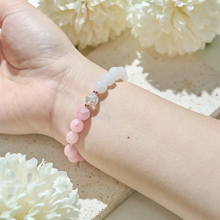 Bracelet en perles d'opale rose en cristal transparent Olivenorma 