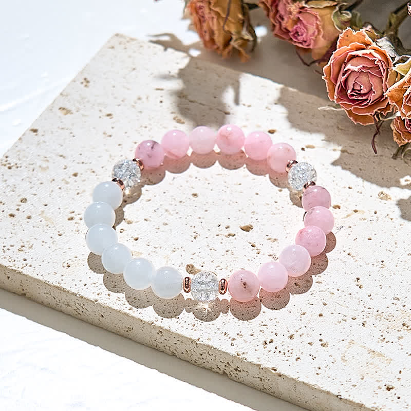 Bracelet en perles d'opale rose en cristal transparent Olivenorma 