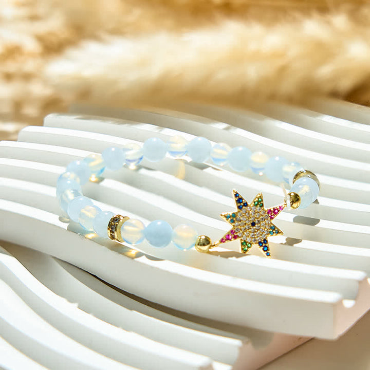 Bracelet étoile à huit branches en zircon coloré avec perles d'opalite Olivenorma 