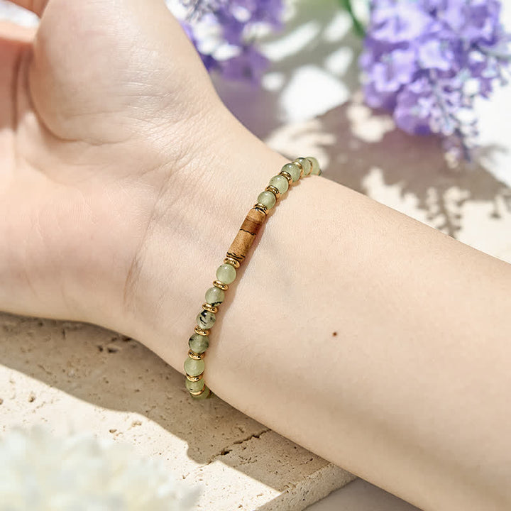 Bracelet en perles de jaspe photo en préhnite naturelle Olivenorma de 4 mm 