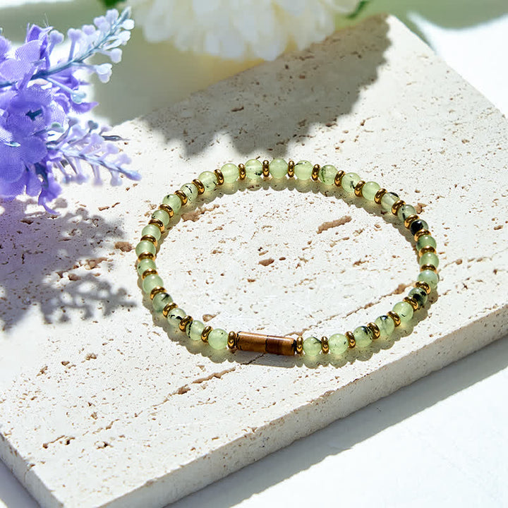 Bracelet en perles de jaspe photo en préhnite naturelle Olivenorma de 4 mm 