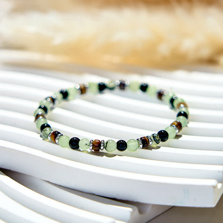 Bracelet en perles d'obsidienne préhnite naturelle Olivenorma de 6 mm