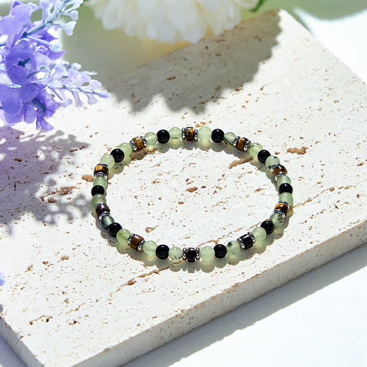 Bracelet en perles d'obsidienne préhnite naturelle Olivenorma de 6 mm