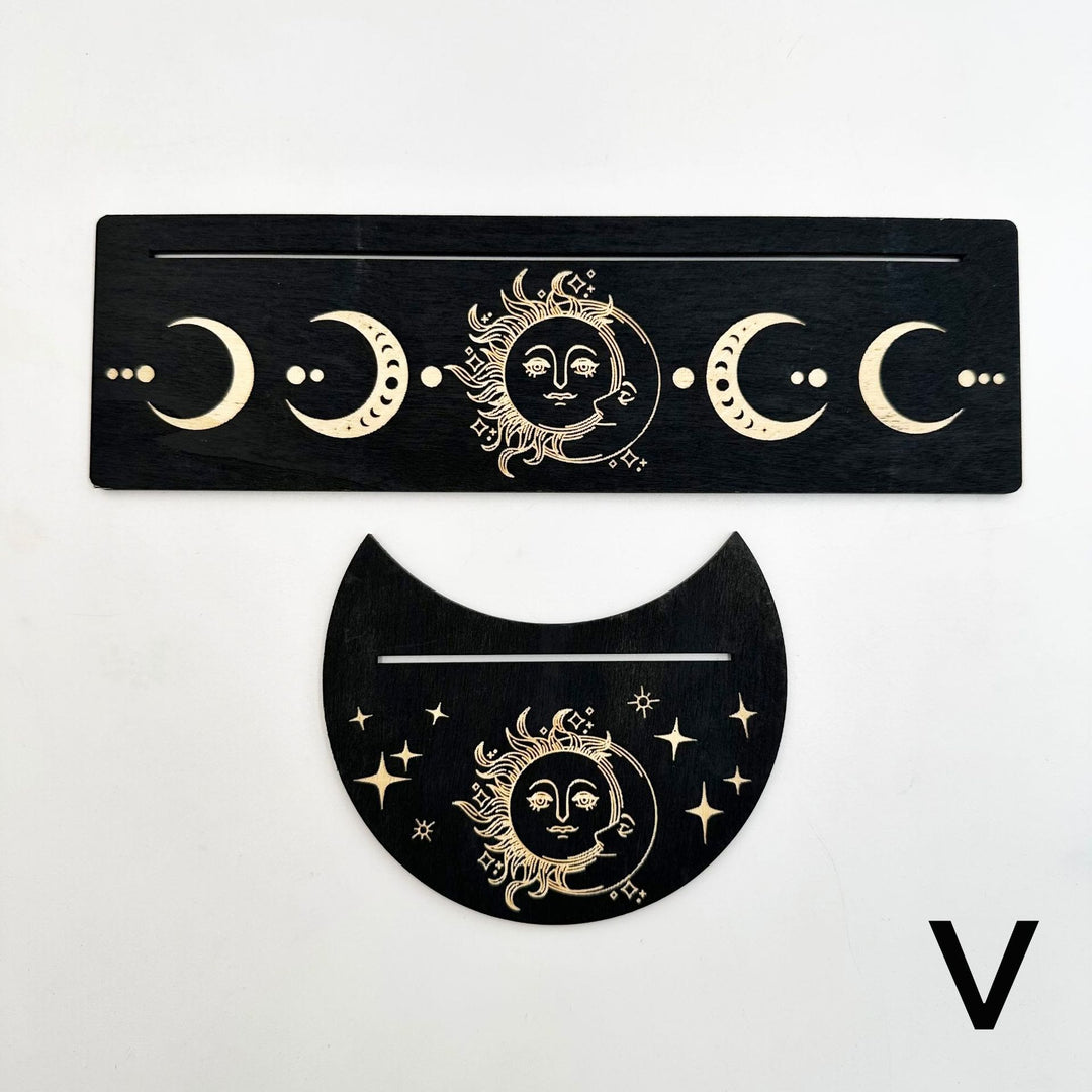 Support de cartes de tarot en bois avec phases de lune Olivenorma