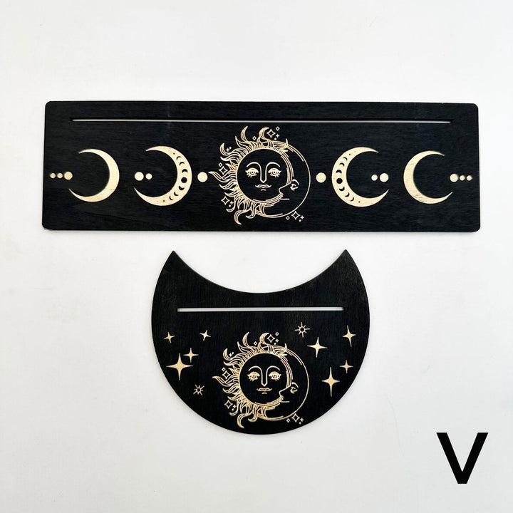Support de cartes de tarot en bois avec phases de lune Olivenorma