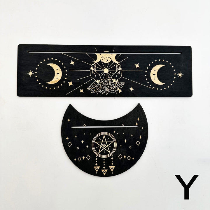 Support de cartes de tarot en bois avec phases de lune Olivenorma