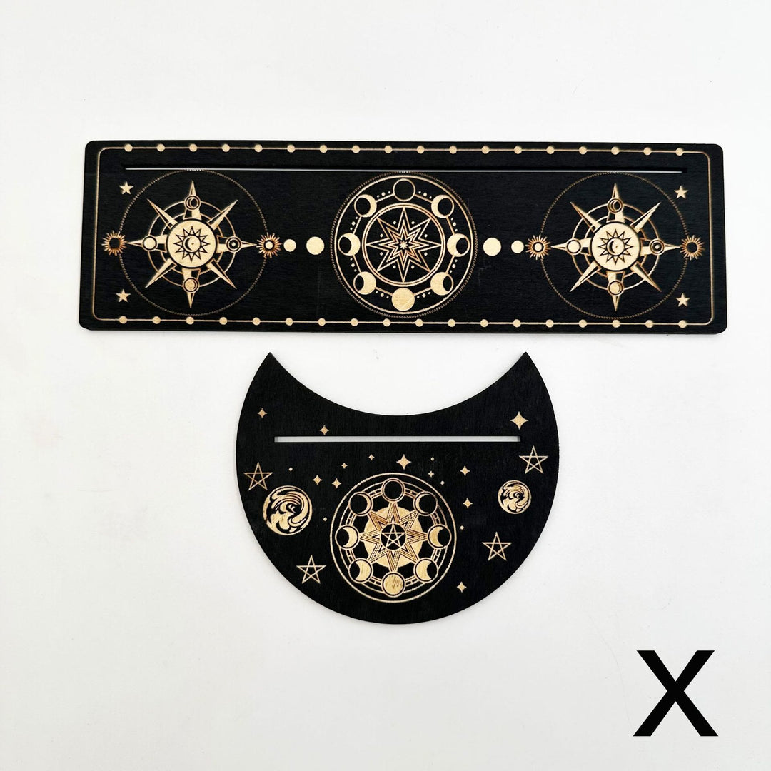 Support de cartes de tarot en bois avec phases de lune Olivenorma
