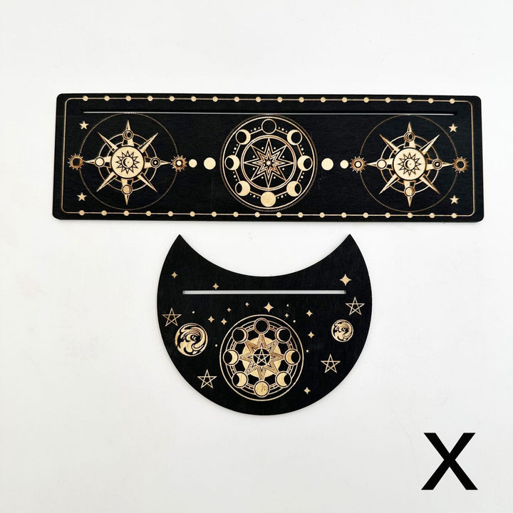 Support de cartes de tarot en bois avec phases de lune Olivenorma