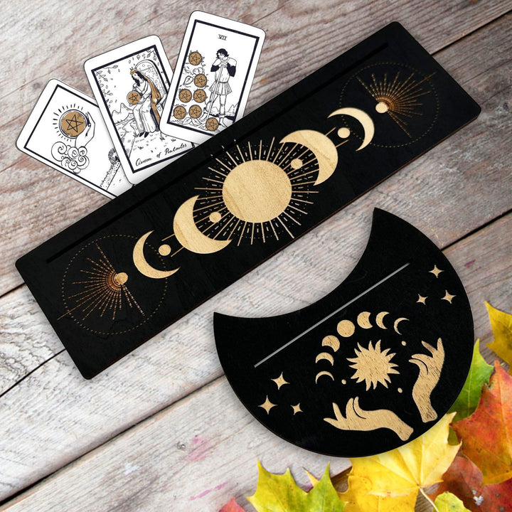 Support de cartes de tarot en bois avec phases de lune Olivenorma