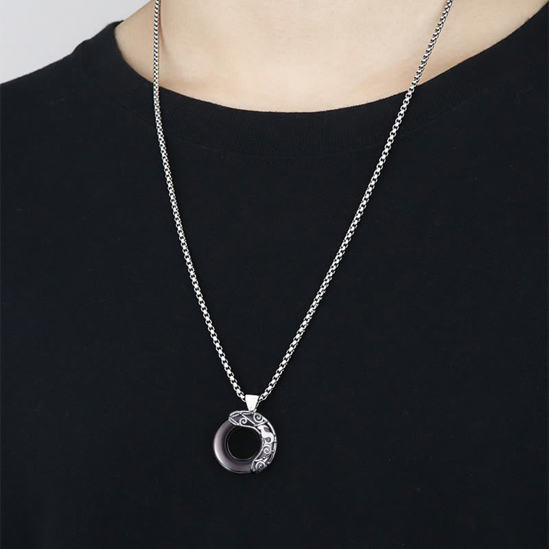 Collier pendentif en obsidienne naturelle du zodiaque Olivenorma